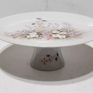 Vintage Porcelain Pastry Stand w/pedestal. Made in Japan. 8.5”